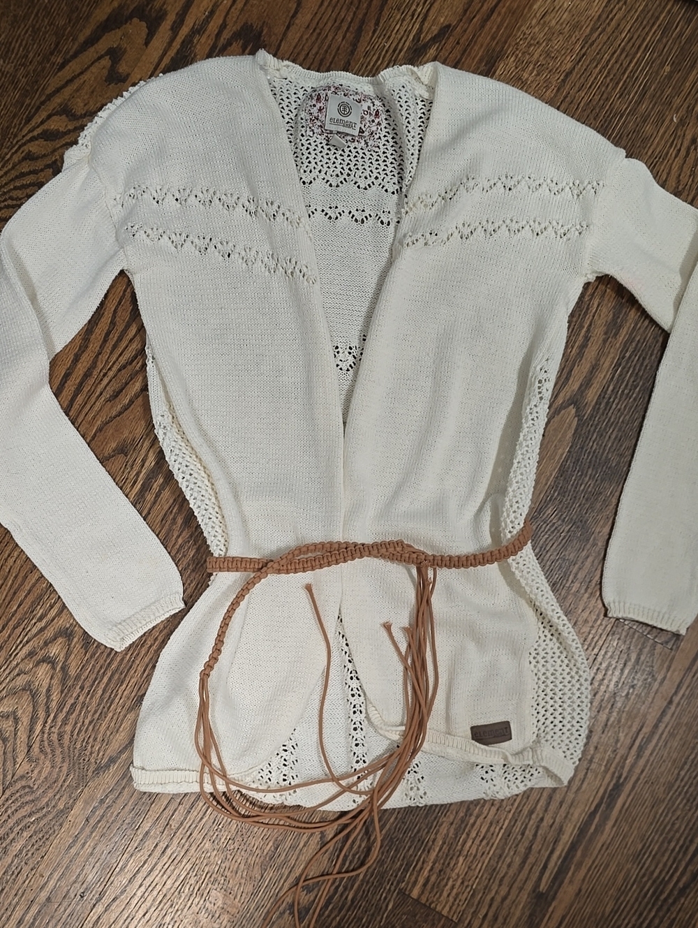 🌟7/25$ Element Delicate Cream Open-Front Knit Cardigan